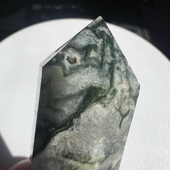 Moss Agate Crystal Double Terminated Point (#1) - Picture 10 of 15